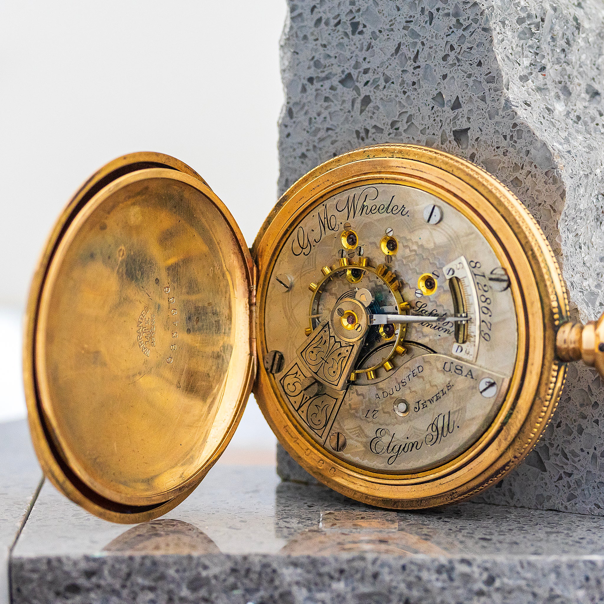 ELGIN G.M. WHEELER エルジン 懐中時計 17石　高級機　稼働品 Elgin G.M. Wheeler 17J 18s Pocket Watch RUNS 1900 SN# 8128679